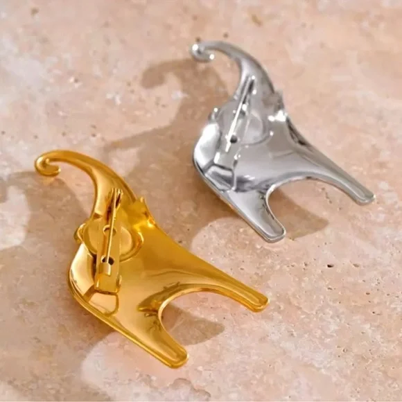 Elephant Gold Stainless Steel Waterproof Brooch - Picture 8 of 16